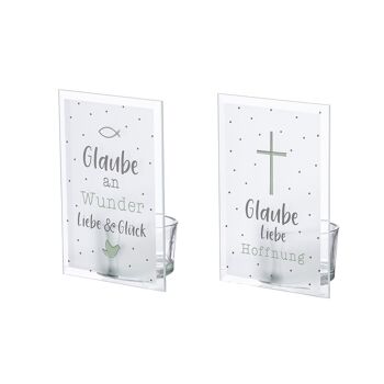 Bougeoir chauffe-plat rectangulaire Faith H.12 cm - 2 fois assorti 1