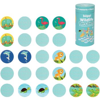 boppi - Jeu de mémoire par paires d'images - Fabriqué à partir de carton recyclé - Modèles disponibles : dinosaures, cour de ferme, nourriture, faune 19