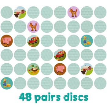 boppi - Jeu de mémoire par paires d'images pour enfants - (36 ensembles) Carton mixte de dinosaures, cour de ferme, nourriture, faune - Fabriqué à partir de carton recyclé 12