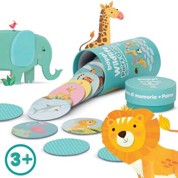 boppi - Jeu de mémoire par paires d'images pour enfants - (36 ensembles) Carton mixte de dinosaures, cour de ferme, nourriture, faune - Fabriqué à partir de carton recyclé 17