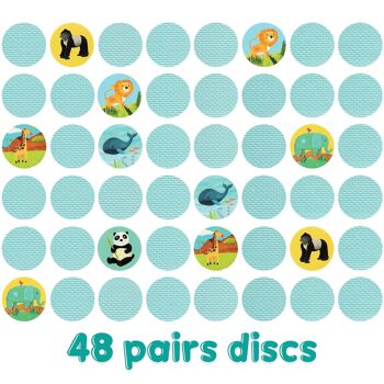 boppi - Jeu de mémoire par paires d'images pour enfants - (36 ensembles) Carton mixte de dinosaures, cour de ferme, nourriture, faune - Fabriqué à partir de carton recyclé 18