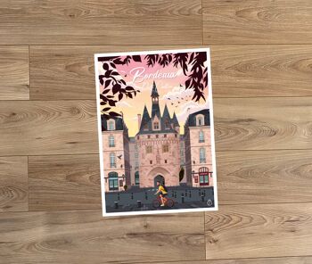 Carte postale de voyage vintage, illustration de Bordeaux, pour décoration d'intérieur / Bordeaux - Porte Cailhau 7