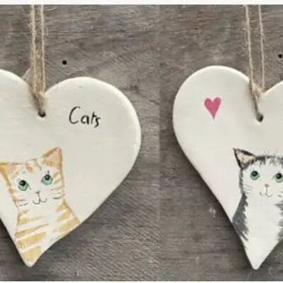 A-Cat 4 I love Cats Hanging hearts