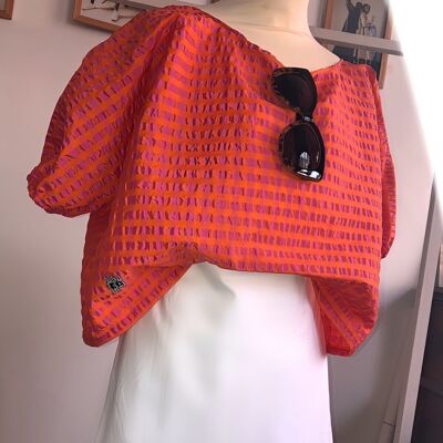 Orange-rosa Gingham-Bluse