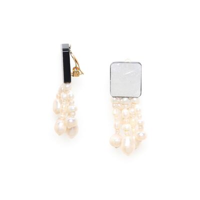 MOONLIGHT pearl cascade clip earrings