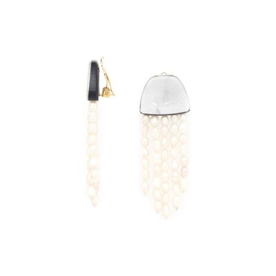 MOONLIGHT clip-on earrings with 5 rows of pearls