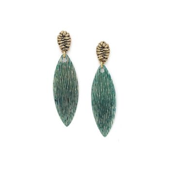 LINAPACAN  boucles d'oreilles poussoir vert d'eau 1