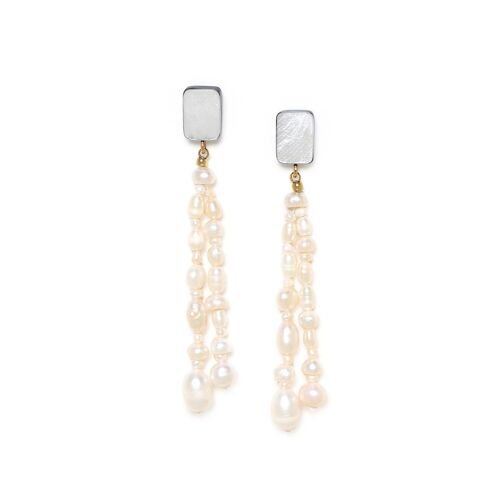 MOONLIGHT  boucles d'oreilles poussoir 2 rangs perles