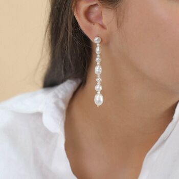 MOONLIGHT  longues boucles d'oreilles poussoir perles 2