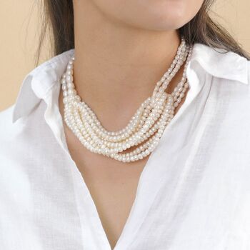 MOONLIGHT  collier plastron entrelacs de perles 2