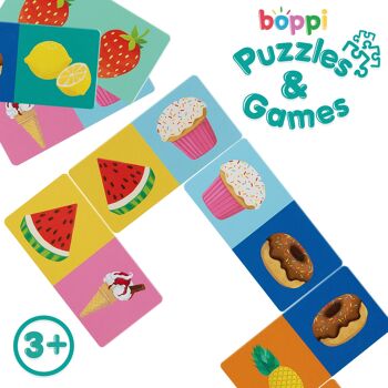 boppi - Jeu de dominos illustrés - Fabriqué à partir de carton recyclé - 4 modèles disponibles : dinosaures, cour de ferme, nourriture, faune 7