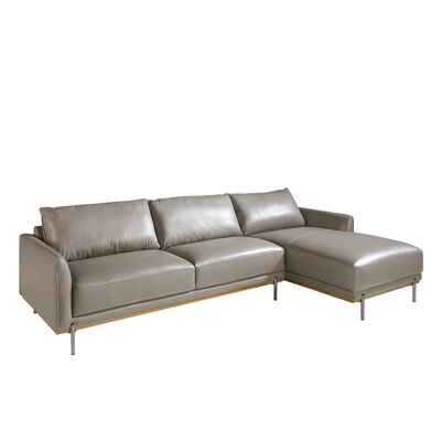 Right chaise longue sofa dark gray leather 6154