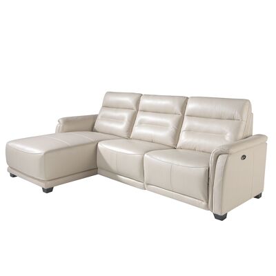 Chaise longue relax sofa left taupe gray leather 6155