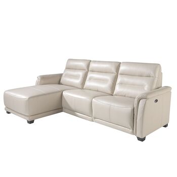 Canapé méridienne relax gauche cuir gris taupe 6155 7