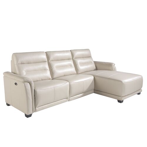 Sofá chaise longue relax derecha piel gris taupe 6156