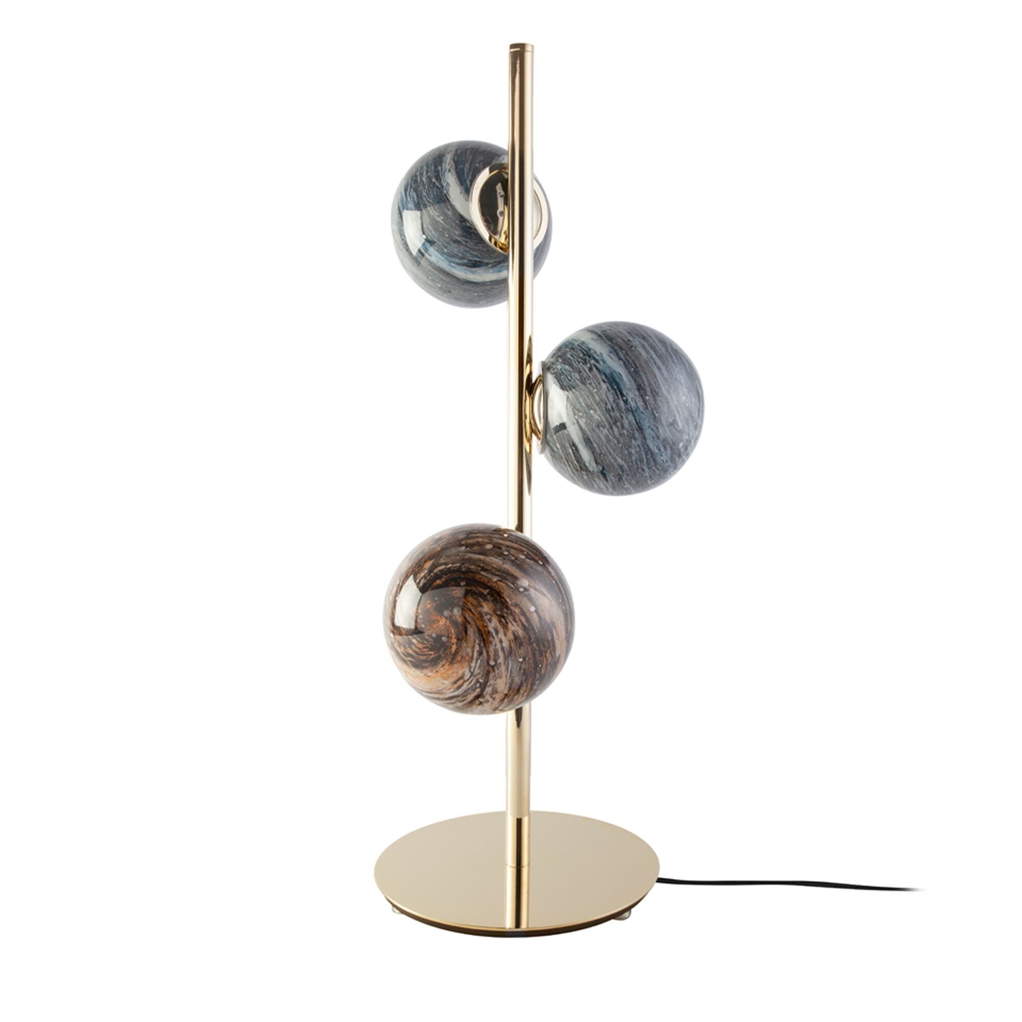 Goldene Tischlampe aus Edelstahl mit geprägten Glaskugeln 8065