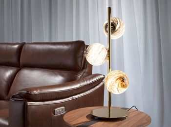 Lampe de table en acier inoxydable doré avec sphères en verre estampé 8065 3