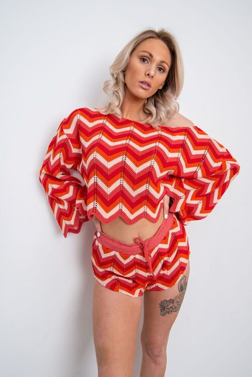 AZTEC MULTI ZIG ZAG SHORT SET- TS2466