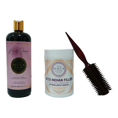 Combo Remedy shampoo 1L + BTX Indian filler 1kg + Round blow drying brush