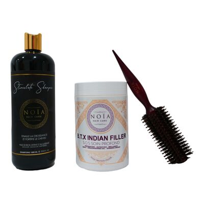 Combo Stimulate shampoo 1L + BTX Indian filler 1kg + Round blow drying brush