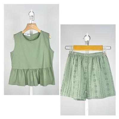 Girls' cotton top and shorts set