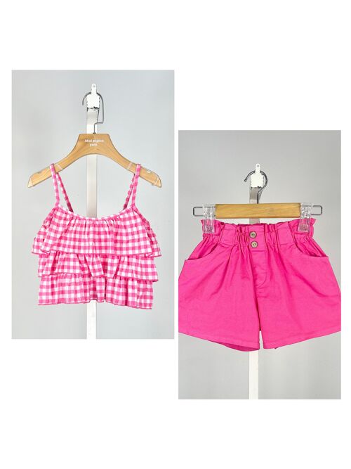 Ensemble top vichy et short en coton pour fille