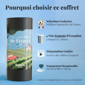 GRANDS VINS DE FRANCE - COFFRET ŒNOLOGIE FLAKON - 4 FLACONS DE VINS DE 10CL 5