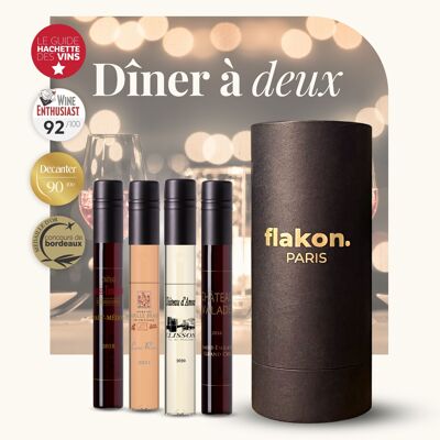 ABENDESSEN FÜR 2 – FLAKON-ÖNOLOGIE-BOX – 4 10-CL-FLASCHEN WEIN