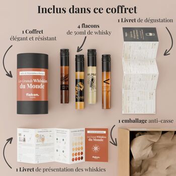 GRANDS WHISKIES DE FRANCE - COFFRET SPIRITUEUX FLAKON - 4 FLACONS DE WHISKIES DE 5CL 3