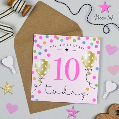 Balloon Brights 10th Birthday Pink
