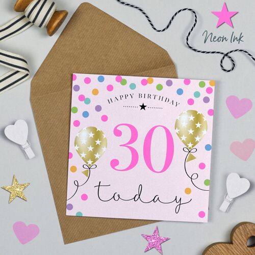 Balloon Brights 30th Birthday Pink
