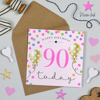 Ballon Brights 90e anniversaire rose