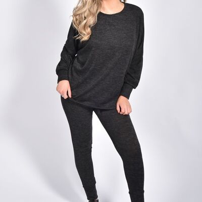 HAUT À OURLET DIP MARL ET JOGGER LOUNGEWEAR-RO0021