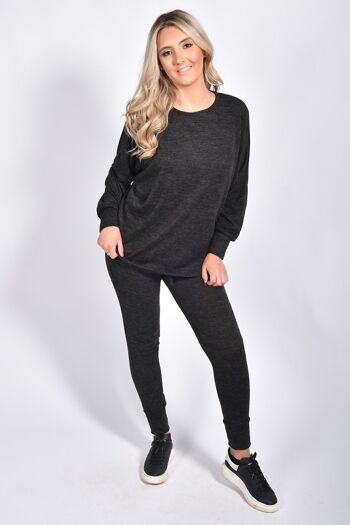 HAUT À OURLET DIP MARL ET JOGGER LOUNGEWEAR-RO0021 1