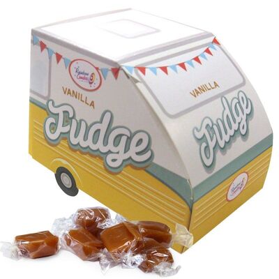 Confezione regalo a forma di roulotte vintage con fudge alla vaniglia