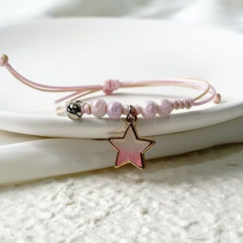 Children's Adjustable 'Pink Star' Wish Bracelet / Friendship Bracelet -Pink