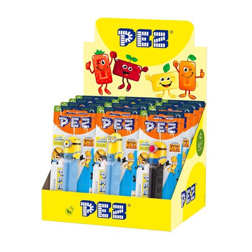 PEZ Boîte de 12 Distributeurs Moi Moche et Méchant 4 ( Les minions) + 1 Recharge de Bonbons
