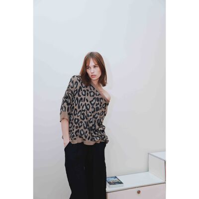 Top in maglia leopardata - 9001