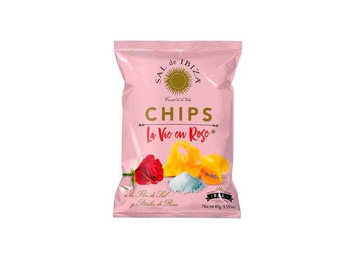 PATATAS CHIPS SAL DE IBIZA CON AROMA A ROSA. Sal de Ibiza