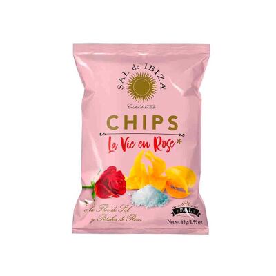 PATATAS CHIPS SAL DE IBIZA CON AROMA A ROSA. Sal de Ibiza