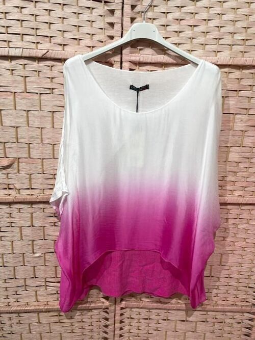 Blusa Seda Italiana con Diseño Colorido y Talla Única Mujer