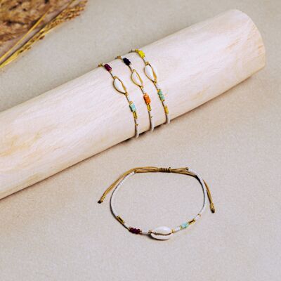 Asymmetrical crystal cowrie bracelets B183