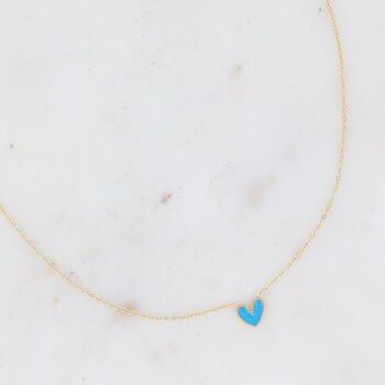 Collier Yesenia - petit pendentif coeur en émail coloré 15