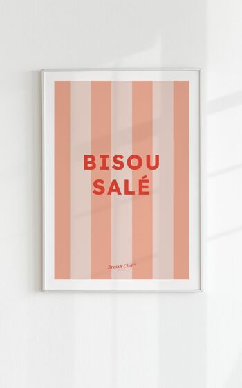 Affiche A3 rayures Bisou salé