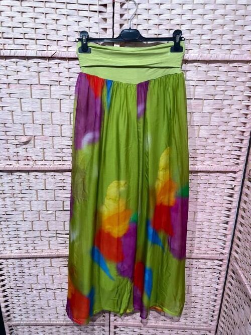 Pantalón Elástico y Multicolor de Seda Italiana Promo Verano