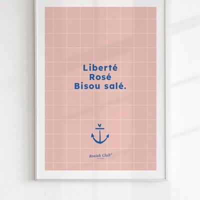 Póster A3 Libertad, rosado, beso salado