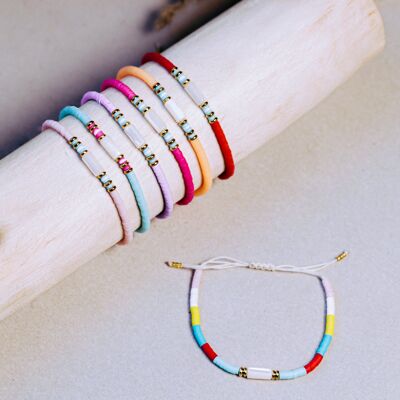 Heishi fimo mother-of-pearl tube bracelets B080