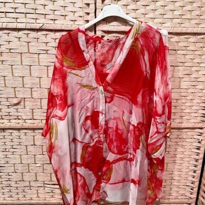 Women's Italian Silk Blouse with Cloud Design and Great Quality