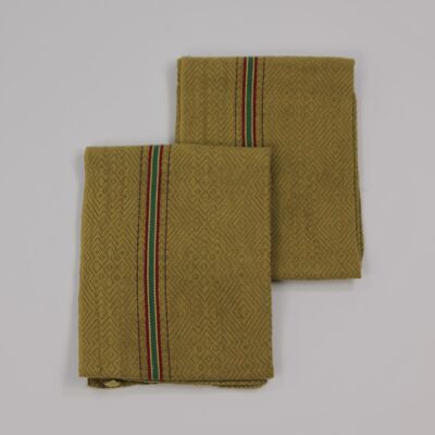 Vintage striped tea towel - chartreuse