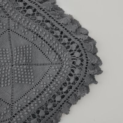 Colcha de crochet vintage - años 30 - gris perla